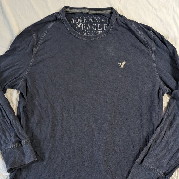AMERICAN EAGLE SEVENTY SEVEN MEN'S LONG SLEEVE SHIRT XXL DARK NAVY BLUE - Picture 2 of 15